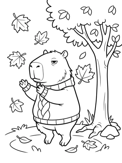 Falling Leaves coloring page preview