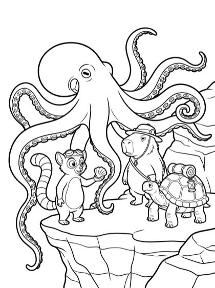 Giant Pacific Octopus coloring page preview