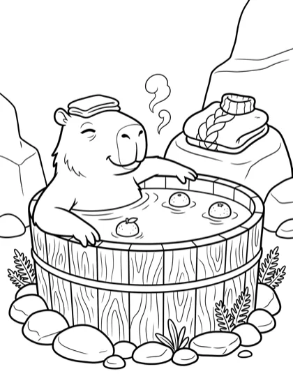 Hot Spring Soak coloring page preview